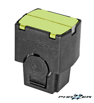 Phazzer 21' Dart Pro Cartridge 7/16 Pin - lime Green blast doors - Click Image to Close